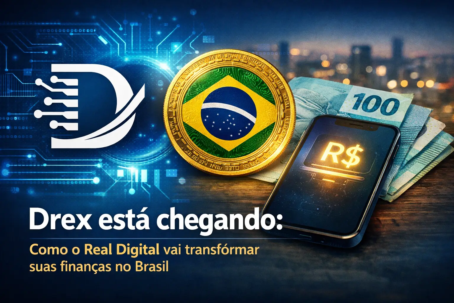 Financeiro digital para 2026 com moeda cripto e Real