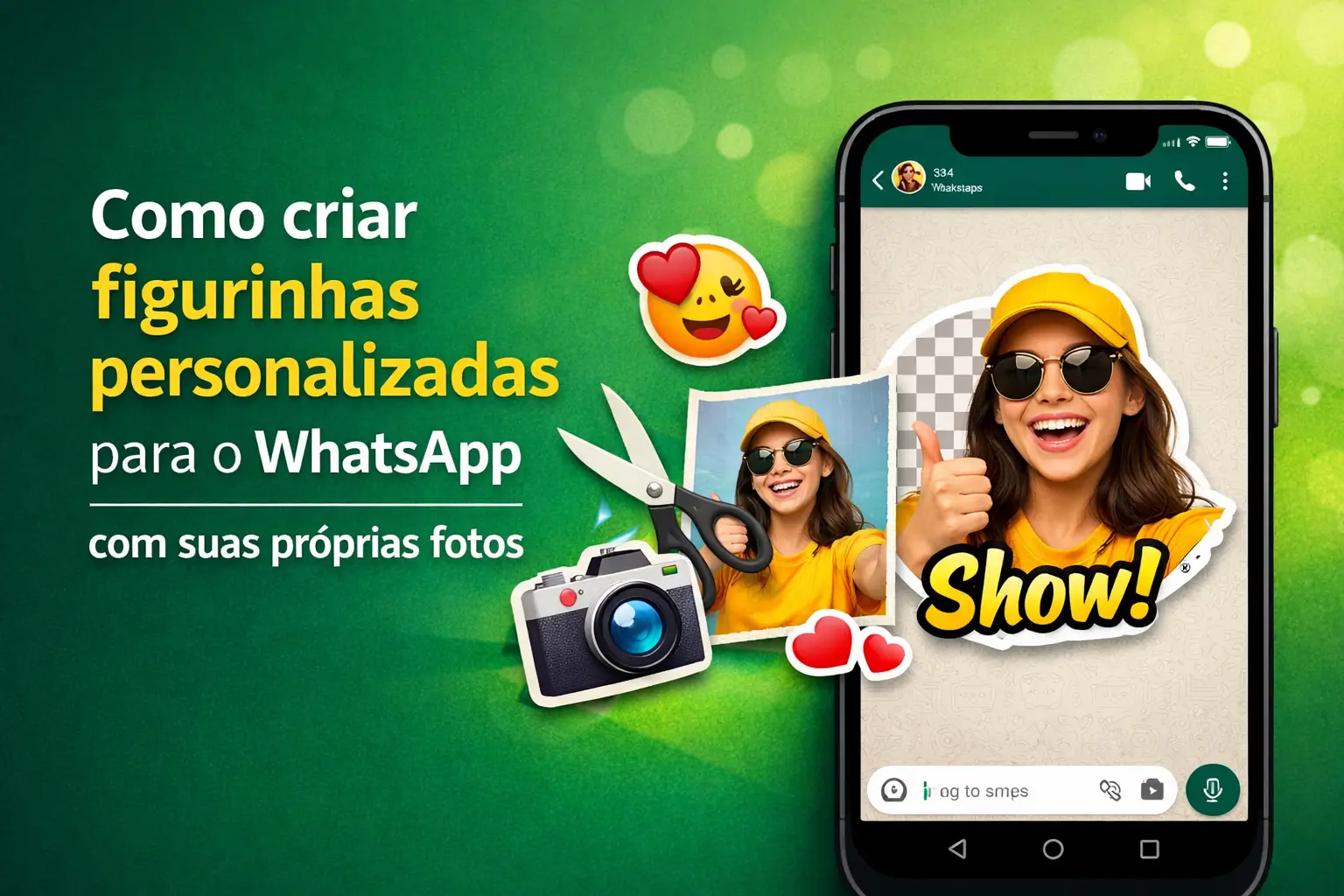Homem sorridente com chapéu amarelo cria figurinhas personalizadas para WhatsApp em 2026